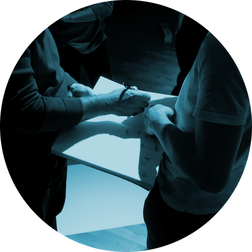 Students sharing ideas on sketchpad