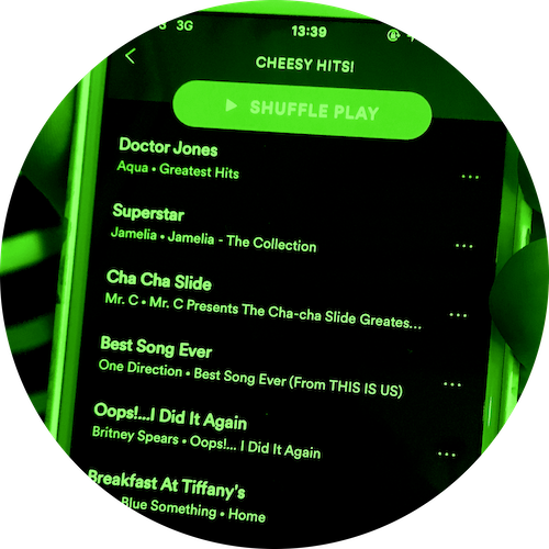 Spotify playlist on smartphone